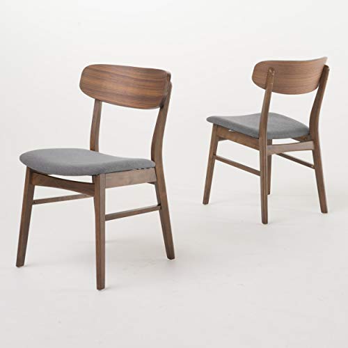 Christopher Knight Home Lucious Curved Leg Rectangular Dining Set, 5-Pcs Set, Natural Walnut / Dark Grey #TOP6