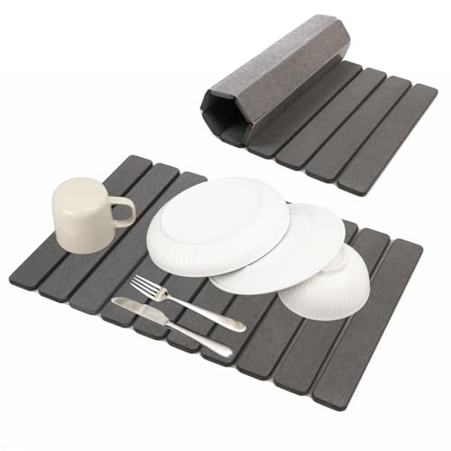 Dish Drying Mats, 24"×16" Fast Dry Stone Mat for Kitchen Counter / Sink, Eco-Friendly Super Absorbent Diatomaceous Earth Mats for Dishes Bottles Cups, Match any Countertop