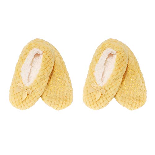 Image of BambooMN Women's Stripe Patterned Non-Slip Lined Travel Home Slippers - 2 Pairs