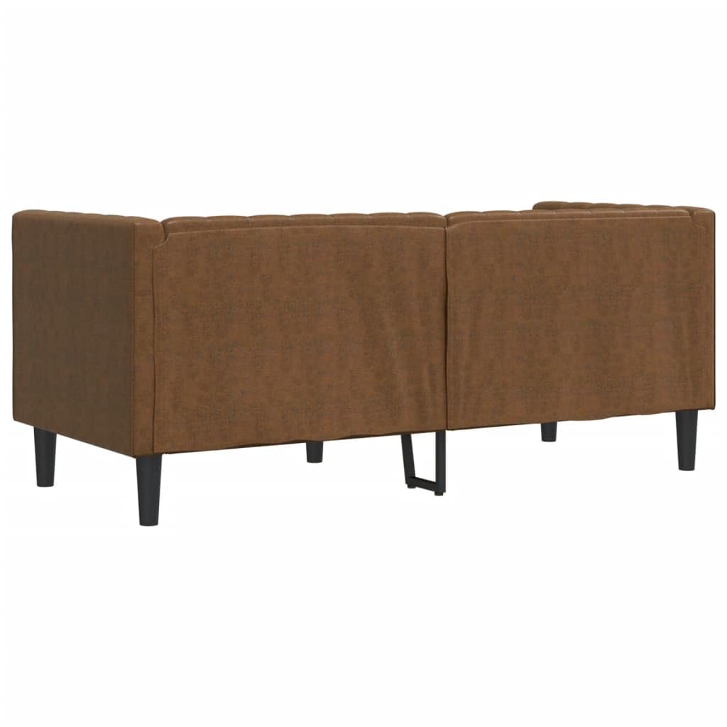 vidaXL Sofá Chesterfield de 2 plazas Piel de Ante sintético marrón, sofá, sofá de Dos plazas, Asientos de salón, sofás, sofá tapizado