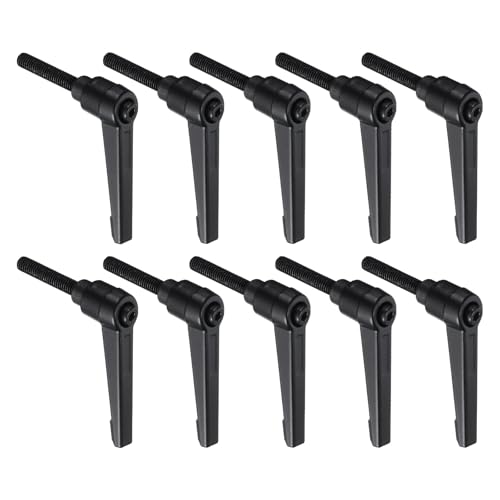 Image of uxcell 10pcs Lever Adjustable Handles M6 x 32mm Metric Male Thread, Level Clamping Handle Hand Stud Knobs Rotating Screw Handles Bolts with Locking Lever, Black