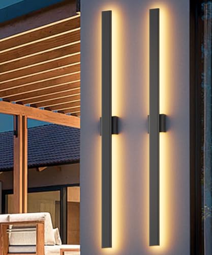 Image of Aipsun 56.3 inch LED Outdoor Wall Light, Modern Black Exterior Lighting Fixture