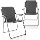 BigDean 2X Klappstuhl Faltstuhl Angelstuhl – Anthrazit/Grau robust klappbar bis 120kg belastbar - klassischer Gartenstuhl für Garten & Camping - Campingstuhl faltbar