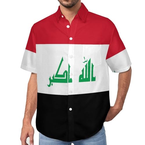 Chemises manches courtes d'été légères regular fit homme style Irak imprimé drapeau taille S-7XL