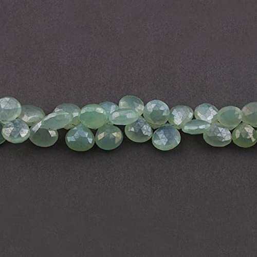 Perles briolettes calcédoine verte en cœur pour concevoir un cadeau de Saint-Valentin unique Sb3932