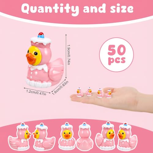 Image of 50 Pcs Cake Ducks Toy Figures, Mini Cake Resin Ducks Bulk, Tiny Cakes Figurine Dress up Duck Toy for Party Favors (Pink)
