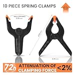 ECY Spring Clamps Heavy Duty 4.5 Inch 10 Pack - Plastic Rust Proof Clamps with Non-Slip Pads for Backdrop, Crafts, Woodworking, Photography | Multipurpose Holders for Tarps, Pool Covers & Gluing - Image 2