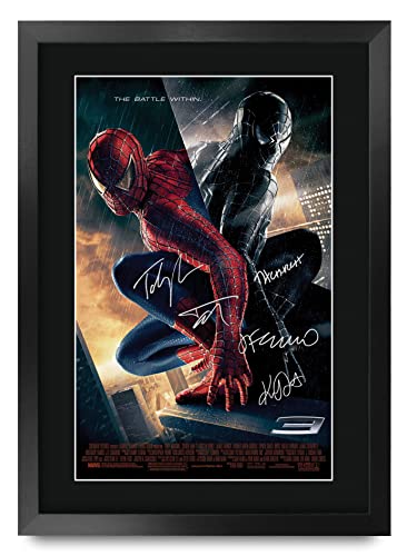HWC Trading Spider-Man 3 Toby Maguire Cadeaux imprimés affiche photo autographe signée pour les fans de cinéma - A3 Encadré