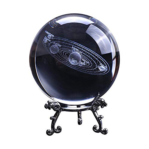 Cheerfullus 3d Solar System Crystal Ball With Stand Clear Planet Educational Ball Cosmic Model Engraved Glass Ball Sphere Office Decor Wantitall
