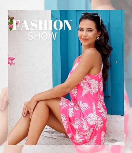 Image of ANYFITTING Summer Dress with Built in Bra Casual Beach Sundress Flowy Halter Mini Short Dresses for Women 2026