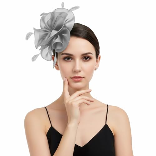 Image of DRESHOW Fascinators Hat Tea Party Headwear Ribbons Feathers on a Headband and a Clip for Women
