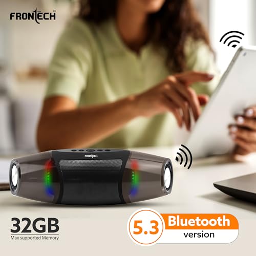 FRONTECH Portable Multi-Media Speaker with Bluetooth 5.3 |1200 mAh Long Battery Life | 8W Sound | TF Card Support| Immersive Sound - Black (SW-0188)