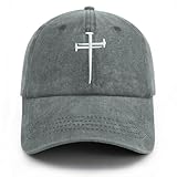 Christan Jesus Cross Baseball Cap Embroidered Dad Hat Adjustable Fashion Hats for Men Women Polo Trucker Unisex Style Headwear(Grey)