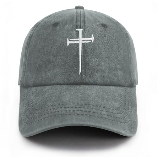 Christan Jesus Cross Baseball Cap Embroidered Dad Hat Adjustable Fashion Hats for Men Women Polo Trucker Unisex Style Headwear(Grey)