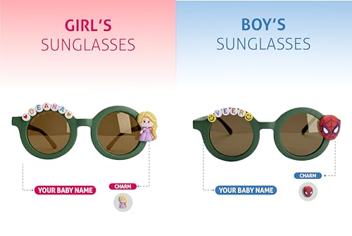 Image of PLAS ART STUDIO Customised round sunglasses Kids Sunglasses Get Kids Name on Frame For Girls & Boys. (Recommended Age 2+)