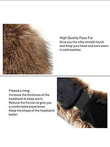 Rulala Fancy Faux Fur Headband For Women Winter Earwarmer Earmuff With Elastic(Brown) #TOP3