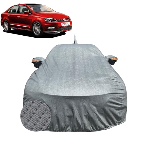 Image of Car Cover Compatible For Volkswagen Vento (2010-2022) | 100% Waterproof Cover with Antenna & REFLECTIVE Mirror Pockets | Dustproof, Scratchproof, Heatproof Car Cover |Soft Cotton Lining| GREY