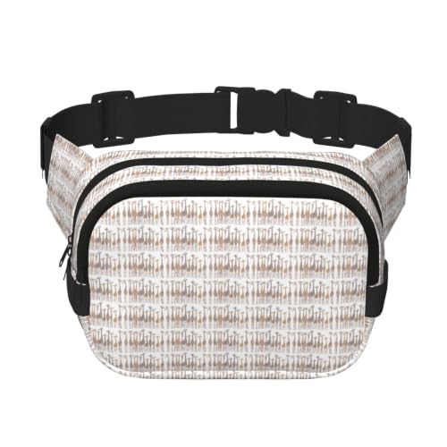 Sac banane double couche à motif girafe avec compartiments zippés sécurisés