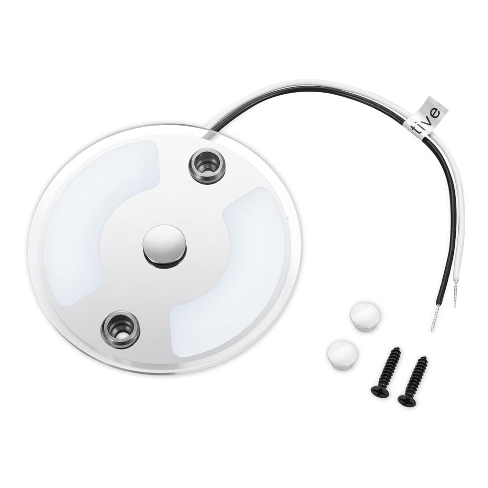 4 x 12V LED Deckenleuchte Wohnmobil Flach Dimmbar Panel Rund Leuchte 75mm 235LM mit Touch Schalter Aufbauleuchte, für Camper Boot Wohnwagen Yacht Auto, Zwei Farbe(3000K/Blau)