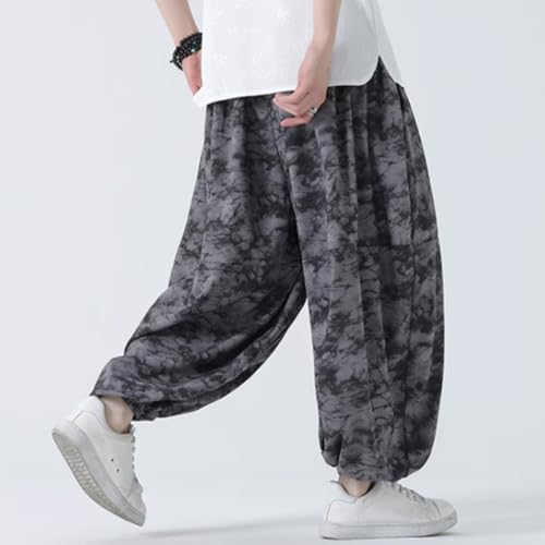 HZCX FASHON Mens Chinese Style Tie Dry Wide Leg Baggy Harem Yoga Jogger Pants Loose Fit Aladdin Trousers2