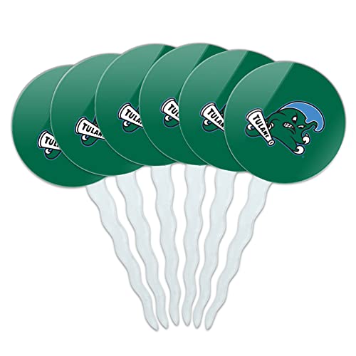 Tulane University Primary Logo Cupcake Picks Toppers Decoration Set of 6