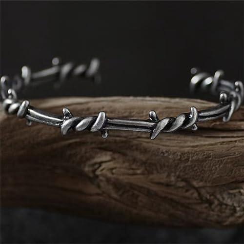 Cuff Bracelets for Men Women Gifts Barbed Wire Bracelet Bangle Thorn Line Geometric Twisted Titanium Steel Open Cuff Twist Bracelet Jewelry Bangles2