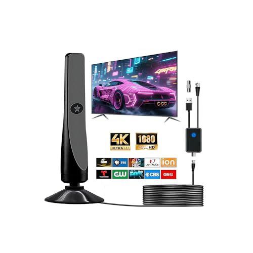TV Antenna, Amplified HD Digital TV Antenna,for Long Range Reception,All Smart HD Digital Antennas with Amplifier Signal Booster for Local Channels Supports 4K 1080P,with High Performance Coax Cable