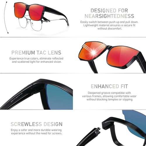 Image of GEGURI Polarized Sunglasses Fit Over Glasses for Men Women, Oversized Square Sun Glasses UV400 Protection Shades