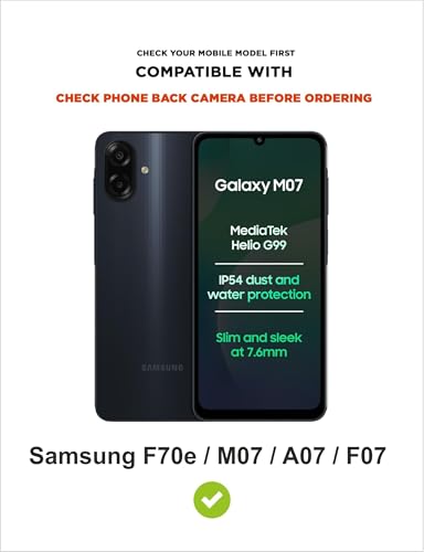 Image of SBMS Silicone Back Cover Case for Samsung Galaxy F70e /M07 /A07 /F07 5G | Soft Micro-Fibre Lining Inside | Magsafe Print On Back Side Camera Protection Bump | Shockproof Case Sam M07 (Black)