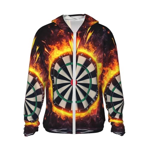 UPF 50+ Sun Protection Hoodie Long Sleeve Dart Board Sun Shirt Rash Guard Fishing Shirts for Men