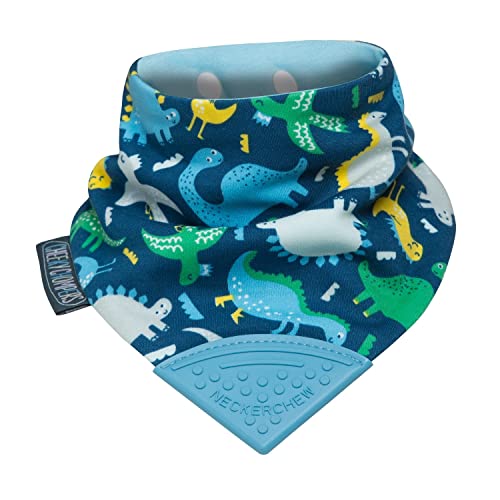 Cheeky Chompers Baberos mordedores para niños y bebés - babero tipo cuello con mordedor de silicona - Diseño pañoleta multi-galardonado Súper higiénico + absorbente (Baby Dino) Cover