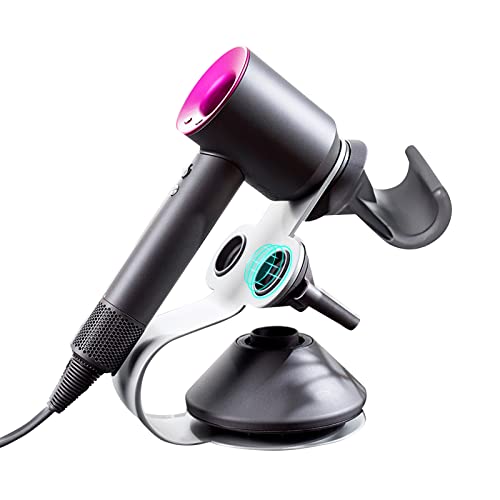 Hair Dryer Holder for Dyson Supersonic, Magnetic Aluminum Alloy Desktop Stand for Dyson Hair Dryer, Bracket Storage Rack Organizer for Dyson Supersonic Hair Dryer(Silver)