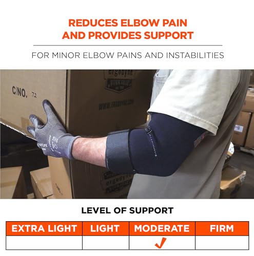 Image of Ergodyne ProFlex 655 Neoprene Elbow Sleeve with Strap, Black, Medium