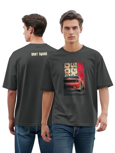 Image of BULLMER Peach Trendy Front Printed oversized Round Neck T-shirt for men