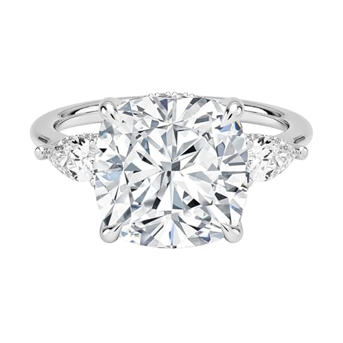 DAJEWELS 1-5 CT Cushion Cut Moissanite Engagement Ring for Women | Custom Hidden Halo Design | 925 Sterling Silver or 10K 14K 18K Solid Gold | Diamond-Tested | Gift for Her
