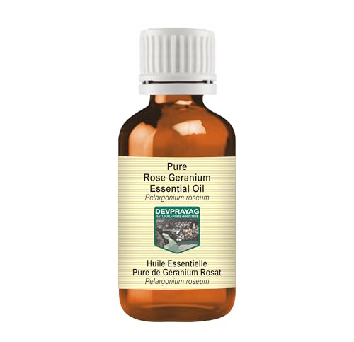 Devprayag Pure Rose Geranium Essential Oil (Pelargonium roseum) Natural Therapeutic Grade Steam Distilled 15ml (0.50 oz)