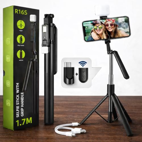 Image of Gimbal for Phone,Camera Tripod Stand for Phone, Smartphone Gimbler for iPhone with Anti-Shake 1-Axis STABILIZER for Android & iOS Ideal for Vlogging Reels YouTube Travel Videos (R16 Selfie Stick)