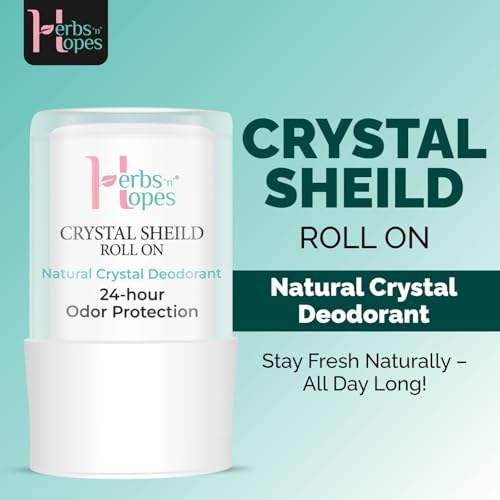 Image of Herbs 'n' Hopes Alum underarm Roll on - Crystal Shield Roll-On Deodorant - 80g | Natural Alum Stick for Men & Women | Fragrance-Free, Non-Sticky, Eco-Friendly, Gentle on Skin | Men & Women, Non Sticky Alum Stick, Cooling & Soothing Formula, 24-Hrs Natural Odor Protection, 80 gm