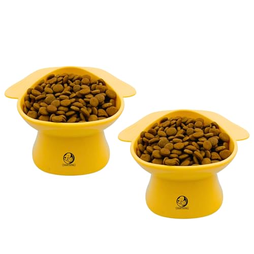 Image of Foodie Puppies Cat Food and Water Feeder (Triangle Bowl, Pack of 2) | Durable, Anti Vomiting, Healthy Cat Bowl for Persian Cat Prevent Tipping Over | Elevated Feeder for Cats and Small Dogs