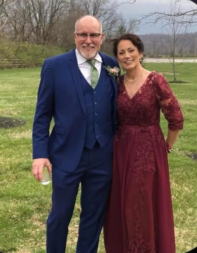 Chiffon Mother of The Bride Dresses for Wedding 2/3 Sleeve Mother of The Groom Dress Women Lace Applique Wedding Guest Gowns4