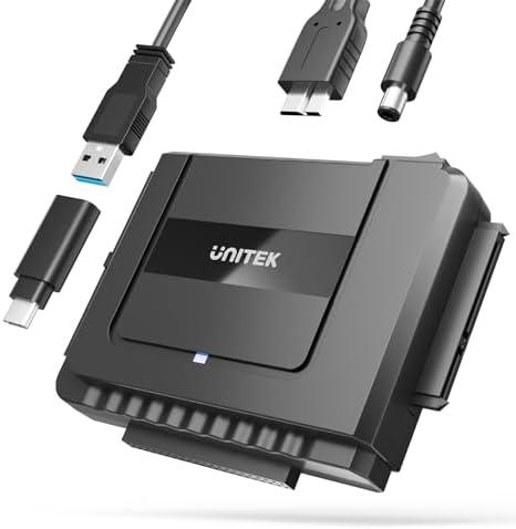 Unitek USB C to SATA IDE Adapter - External Hard Drive Adapter Converter Kit for Universal 2.5/3.5 inch HDD/SSD Hard Drive Disk, DVD-ROM/CD-ROM/CD-RW, with USB A Connector & 12V/2A Power Adapter