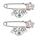Hztyyier 2Pcs Spilla Spilla Malocchio, Spilla Spilla Blu Evil Eye Passeggino Spilla per Bambino Buona Fortuna Spilla Borsa per Pannolini Spille di Compleanno immagine