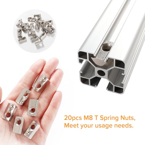 Miniatura 5 de Lyeteung 20 Piezas 40 Series M8 T Tuerca De Resorte, Tuercas De Resorte En T Enrollables, Rollo Medio Redondo En Tuercas En T De Resorte, Para Perfil De Extrusión De Aluminio 40 Series 8 Mm