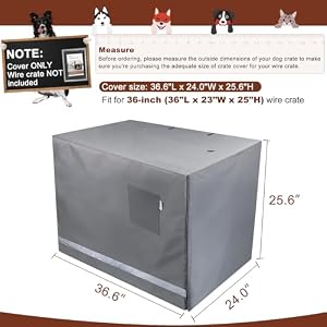 Yotache Dog Crate Cover for 36" Medium Double Door Wire Dog Cage, Lightweight 600D Polyester Indoor/Outdoor Waterproof & Windproof Pet Kennel Covers, Gray | NO Wire Crate Yotache Dog Crate Cover for 36″ Medium Double Door Wire Dog Cage, Lightweight 600D Polyester Indoor/Outdoor Waterproof & Windproof Pet Kennel Covers, Gray | NO Wire Crate