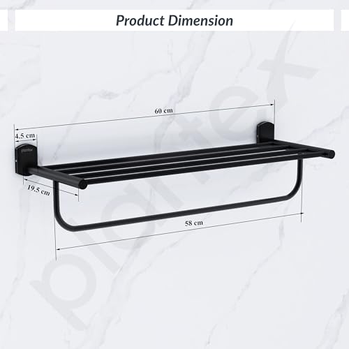 Image of Plantex 304 Grade Stainless Steel 24 inch Towel Rack /Towel Stand /Towel Bar /Towel Hanger for Bathroom /Bathroom Accessories - Parv (Black)