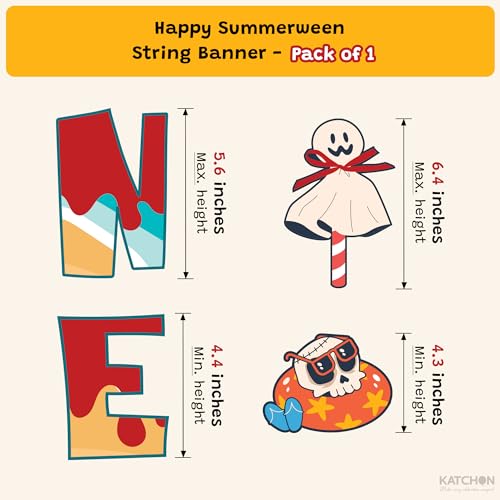 Image of Katchon, Happy Summerween Banner - 3 Strings Pre-Strung, 10 Feet Each, Summerween Party Decorations, Summer Halloween Decorations for Pool Party, Beach Party & Tropical Spooky Celebration