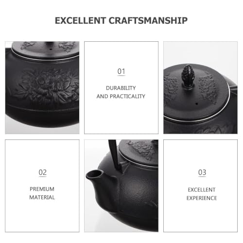 Bouilloire en fonte noire 900ml légère | Théière infuseur design