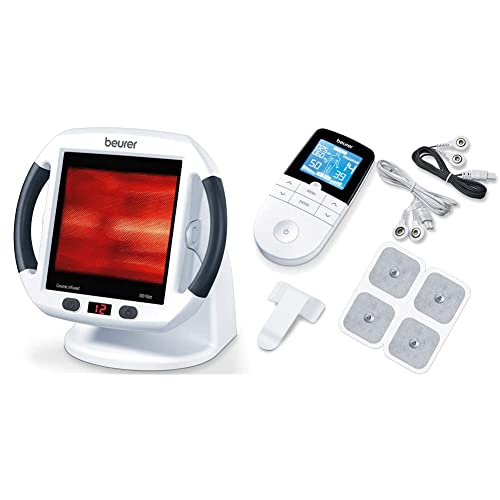 Beurer IL 50 Lámpara por infrarrojos compacta, 300 W + EM 49 TENS/EMS digital, dispositivo de corriente de estimulación 3 en 1 para el alivio del dolor y entrenamiento
