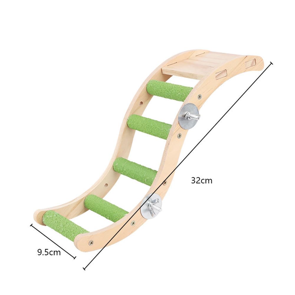 Escalera de madera para pájaros, 32 cm, para loros, hámsteres, puente trepador, barra para pájaros, escalera de masticación para loros, pájaros, columpio, rascador, percha para loros, cobayas,