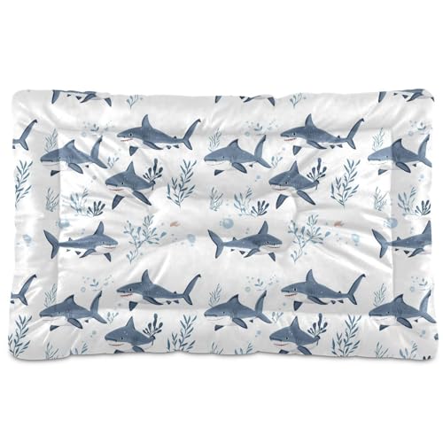 Dog Bed Mat Soft Anti-Slip Pet Mat Washable Dog Sleeping Mattress for Small Medium Large Pets 36x24in Cute Great White Sharks